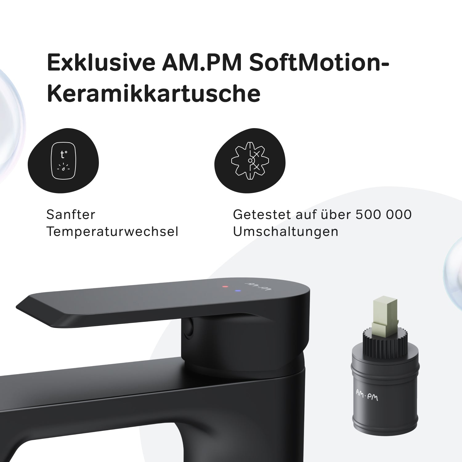 FNA02122 Bad Armatur Flash Waschtischarmatur Wasserhahn, Schwarz
