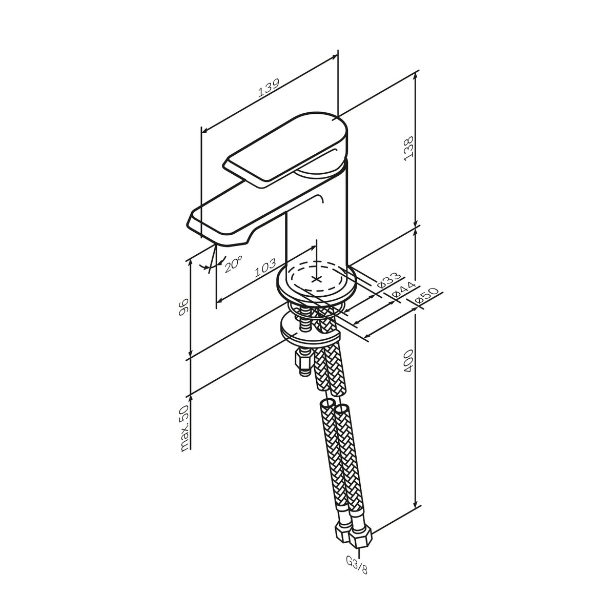 Robinet de lavabo Flash, noir–FNA02122