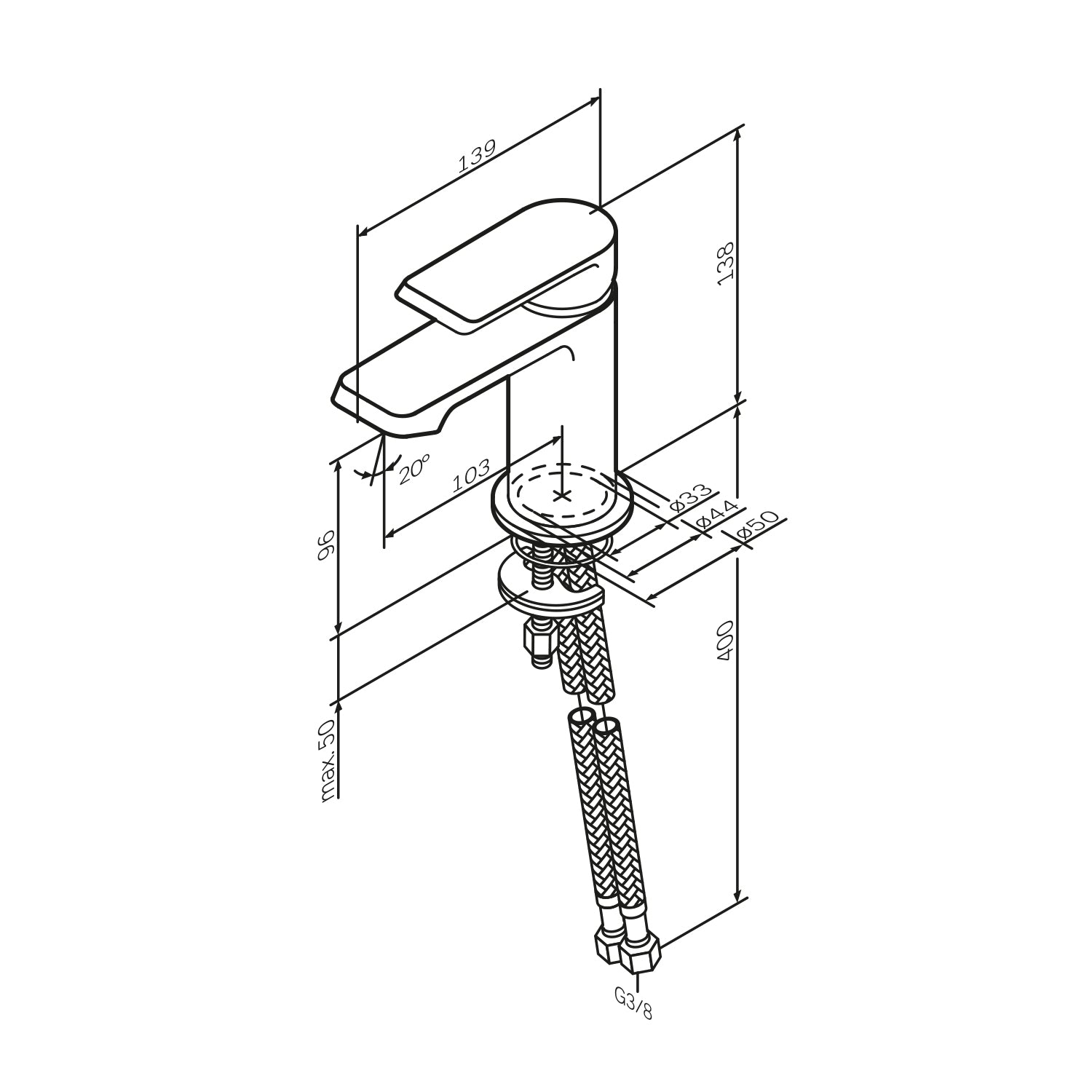 Robinet de salle de bain Flash FNA02122, noir