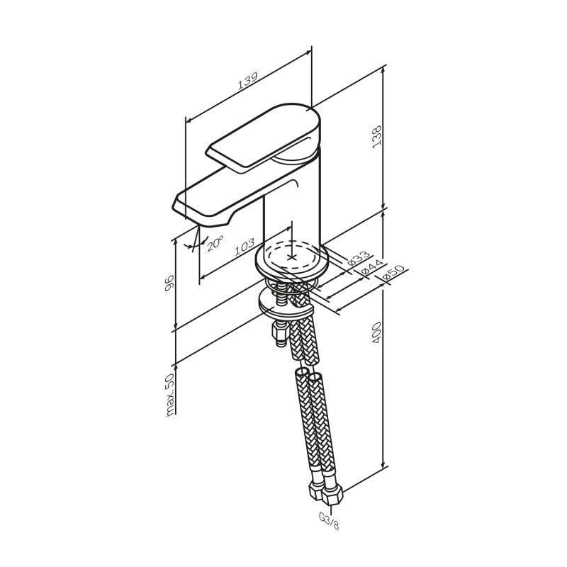 Robinet de lavabo Flash avec bonde clic-clac–FNA82122
