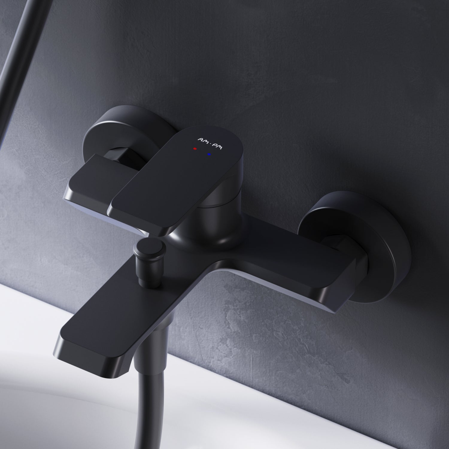 FNA10022 Wannenarmatur Flash Mischbatterie Badewanne Wasserhahn Bad, Schwarz