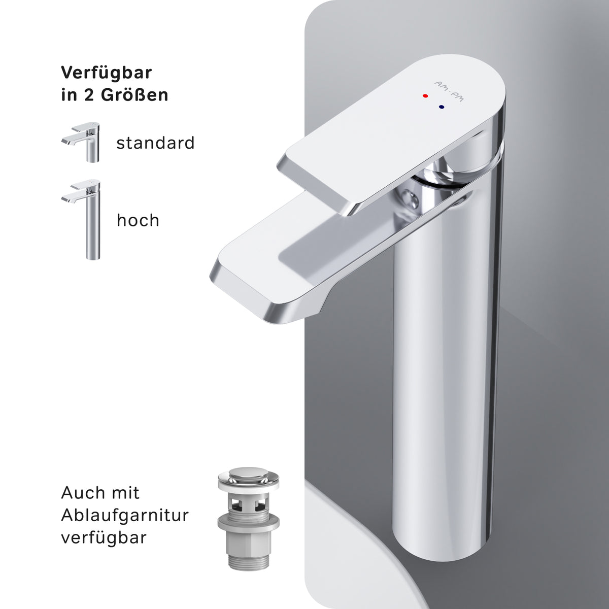 FNA92000 Bad Armatur Flash Waschtischarmatur mit hohem Auslauf Wasserhahn ampm-store.de
