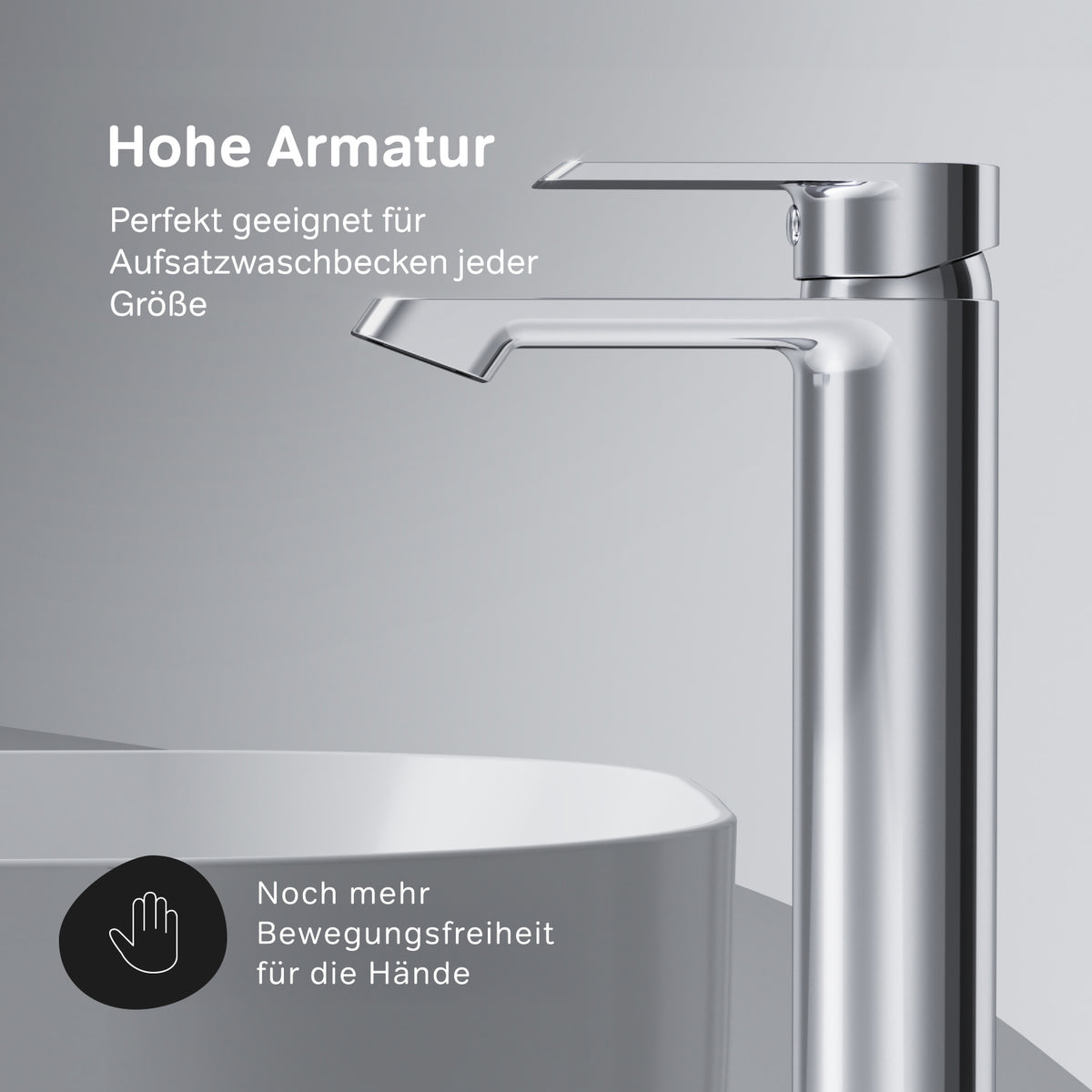 FNA92000 Bad Armatur Flash Waschtischarmatur mit hohem Auslauf Wasserhahn ampm-store.de