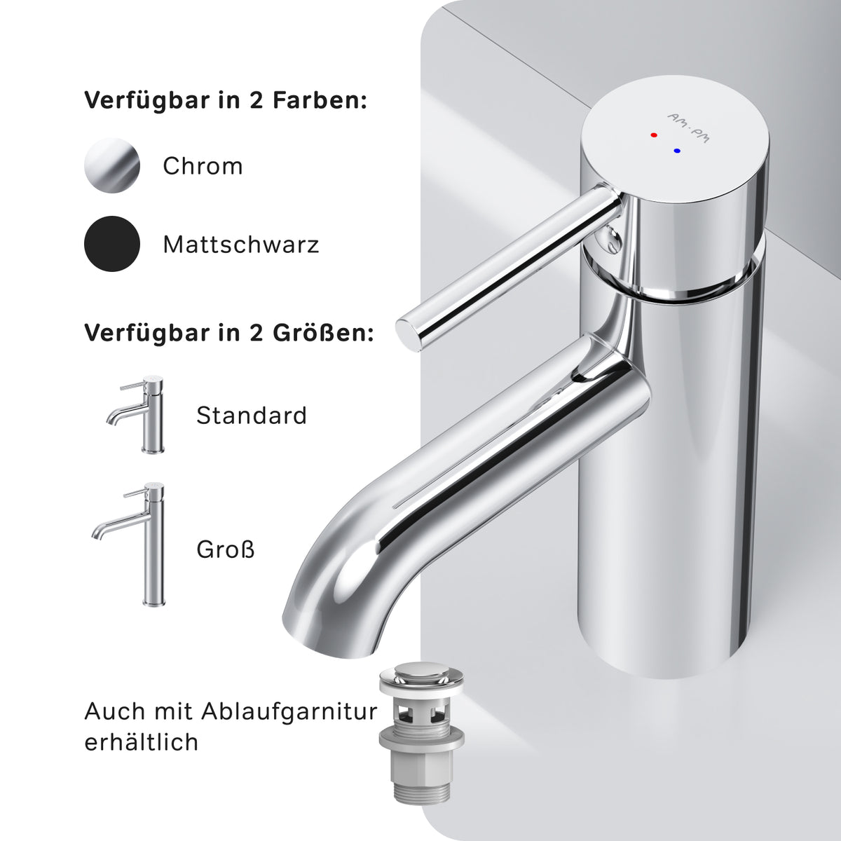 FPA02100 Bad Armatur Spike Waschtischarmatur Wasserhahn ampm-store.de