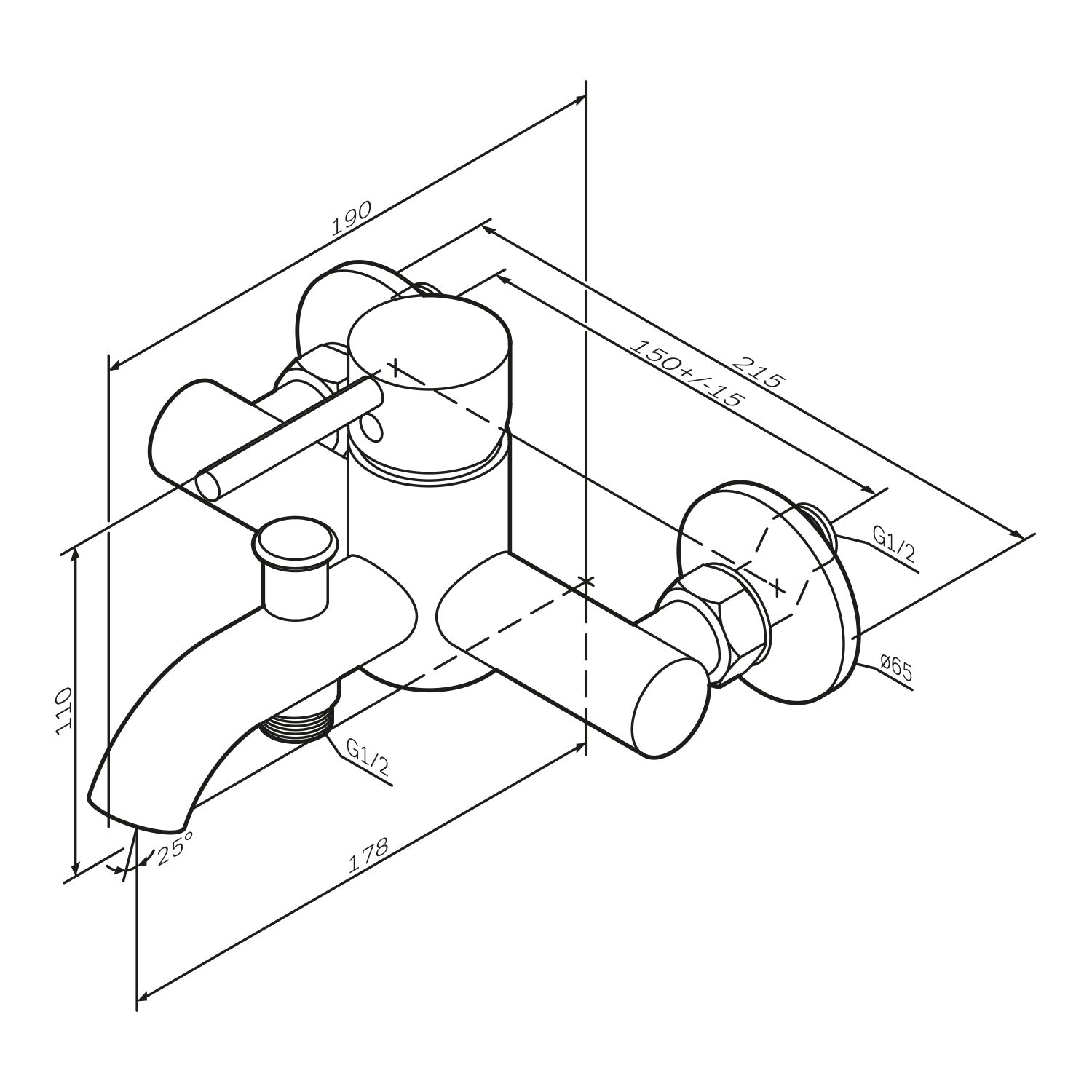 FPA10000 Robinet de baignoire à pointe mitigeur de baignoire robinet de salle de bain