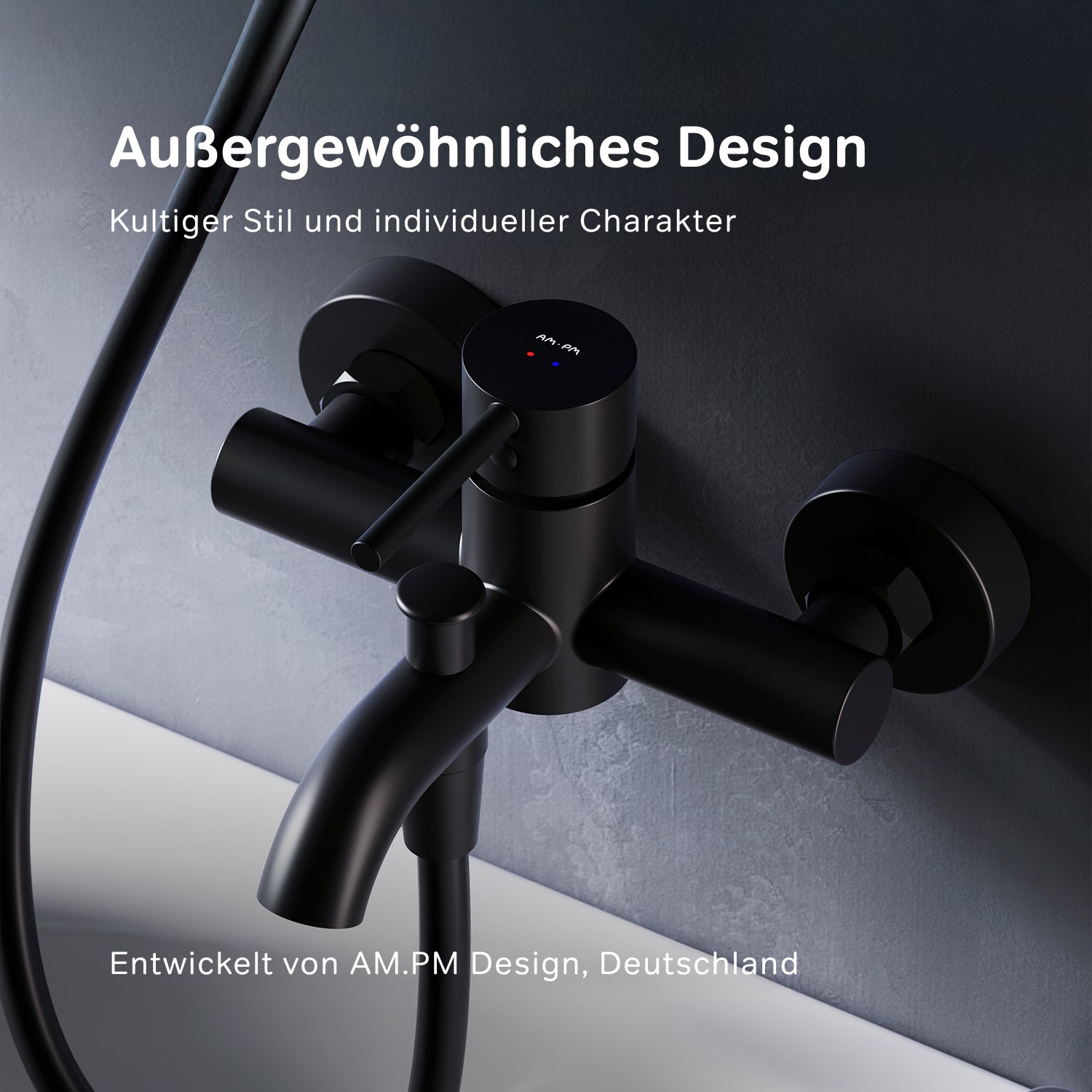FPA10022 Wannenarmatur Spike Mischbatterie Badewanne Wasserhahn Bad Schwarz