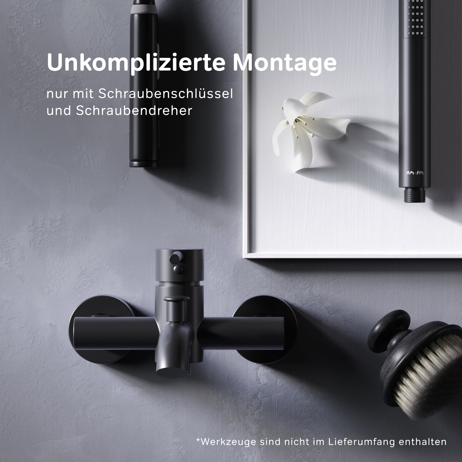 FPA10022 Wannenarmatur Spike Mischbatterie Badewanne Wasserhahn Bad Schwarz