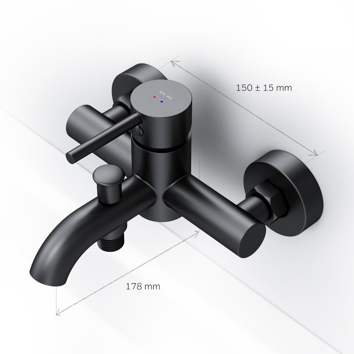 Robinet de baignoire Spike, noir–FPA10022