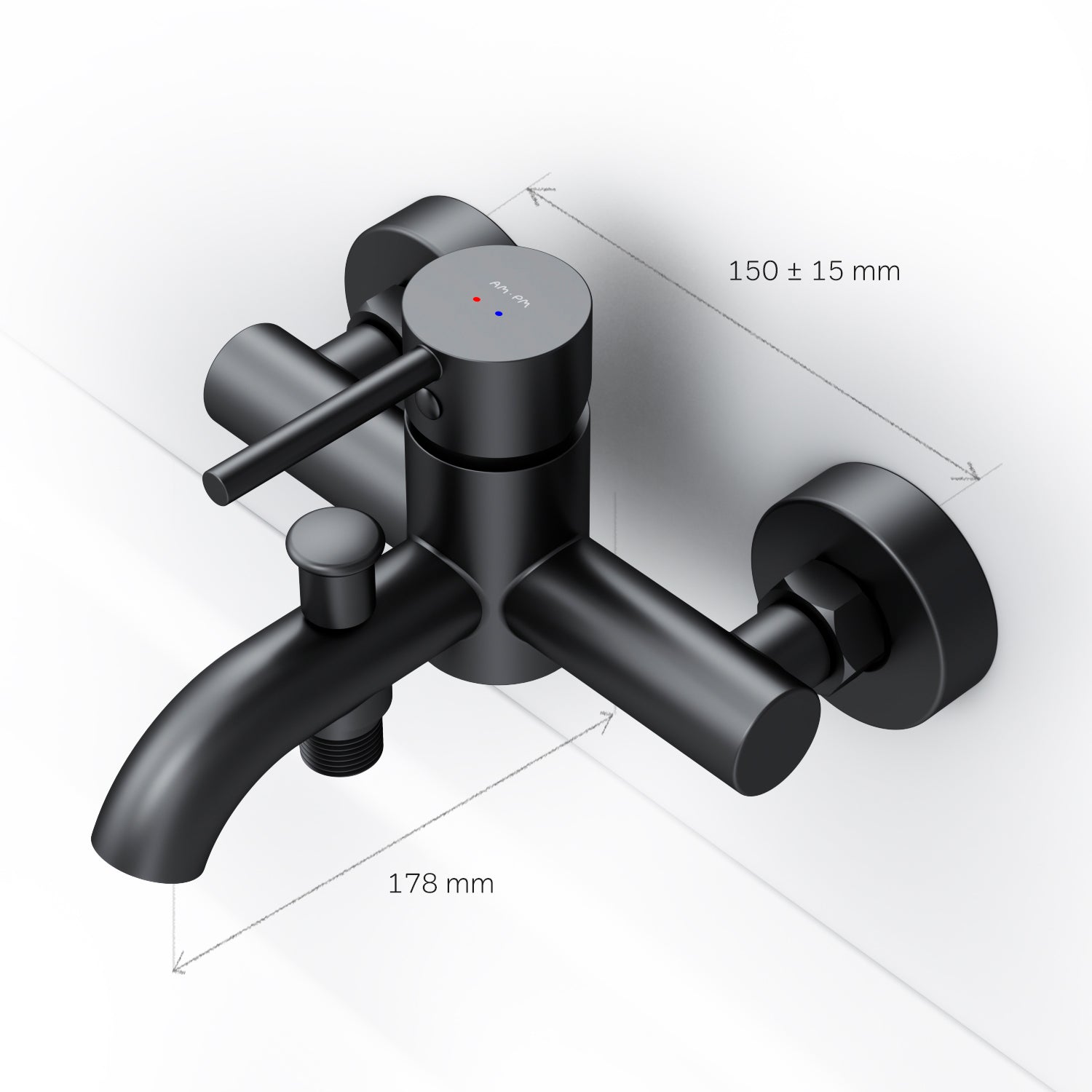 FPA10022 Wannenarmatur Spike Mischbatterie Badewanne Wasserhahn Bad Schwarz