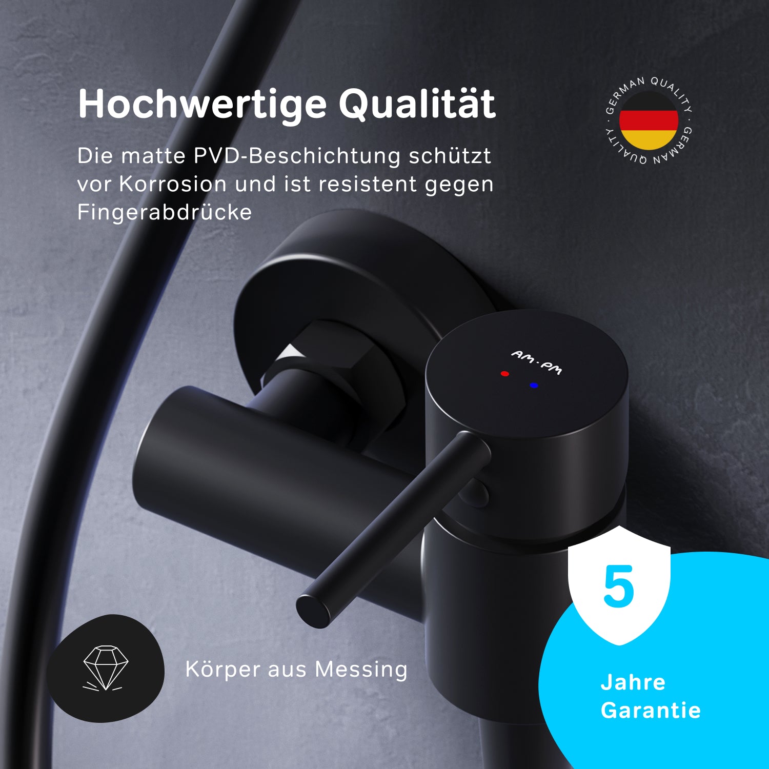 FPA20022 Duscharmatur Spike Brausearmatur Mischbatterie Dusche Schwarz