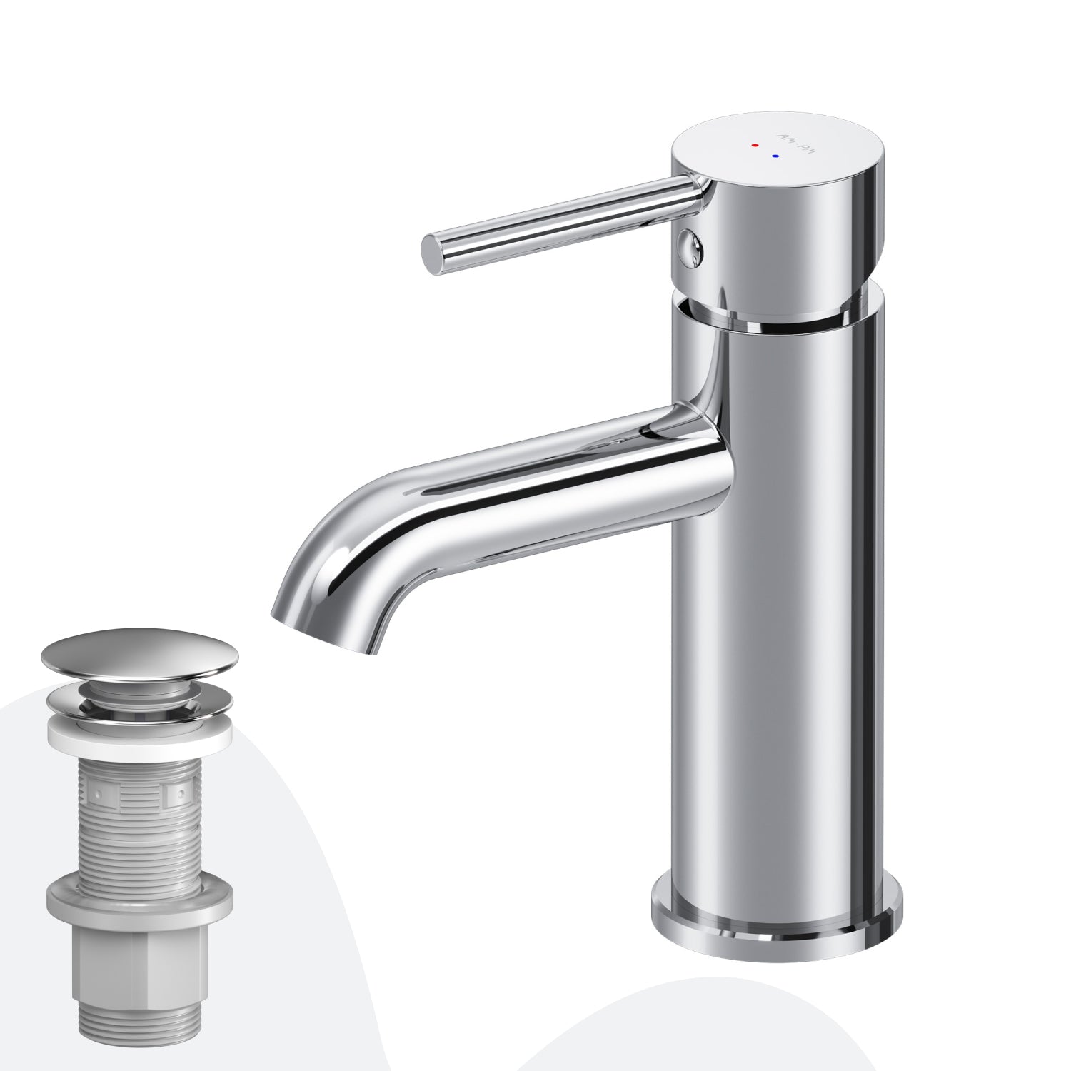 FPA82100 Bad Armatur Spike Waschtischarmatur mit Klick-Ablaufgarnitur Wasserhahn ampm-store.de