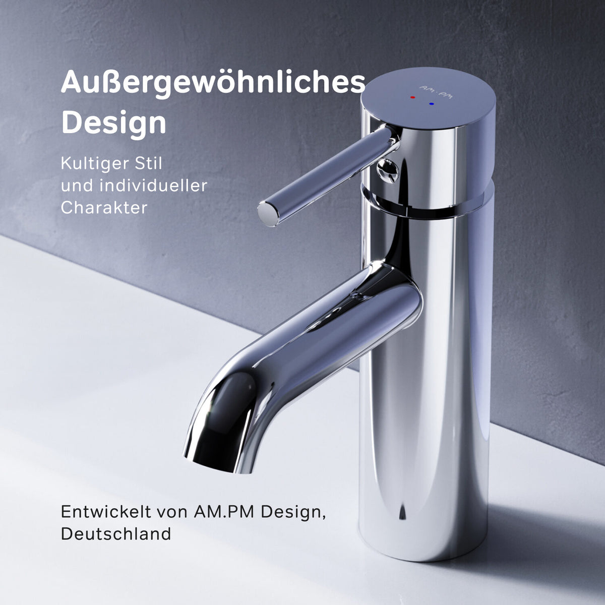 FPA82100 Bad Armatur Spike Waschtischarmatur mit Klick-Ablaufgarnitur Wasserhahn ampm-store.de