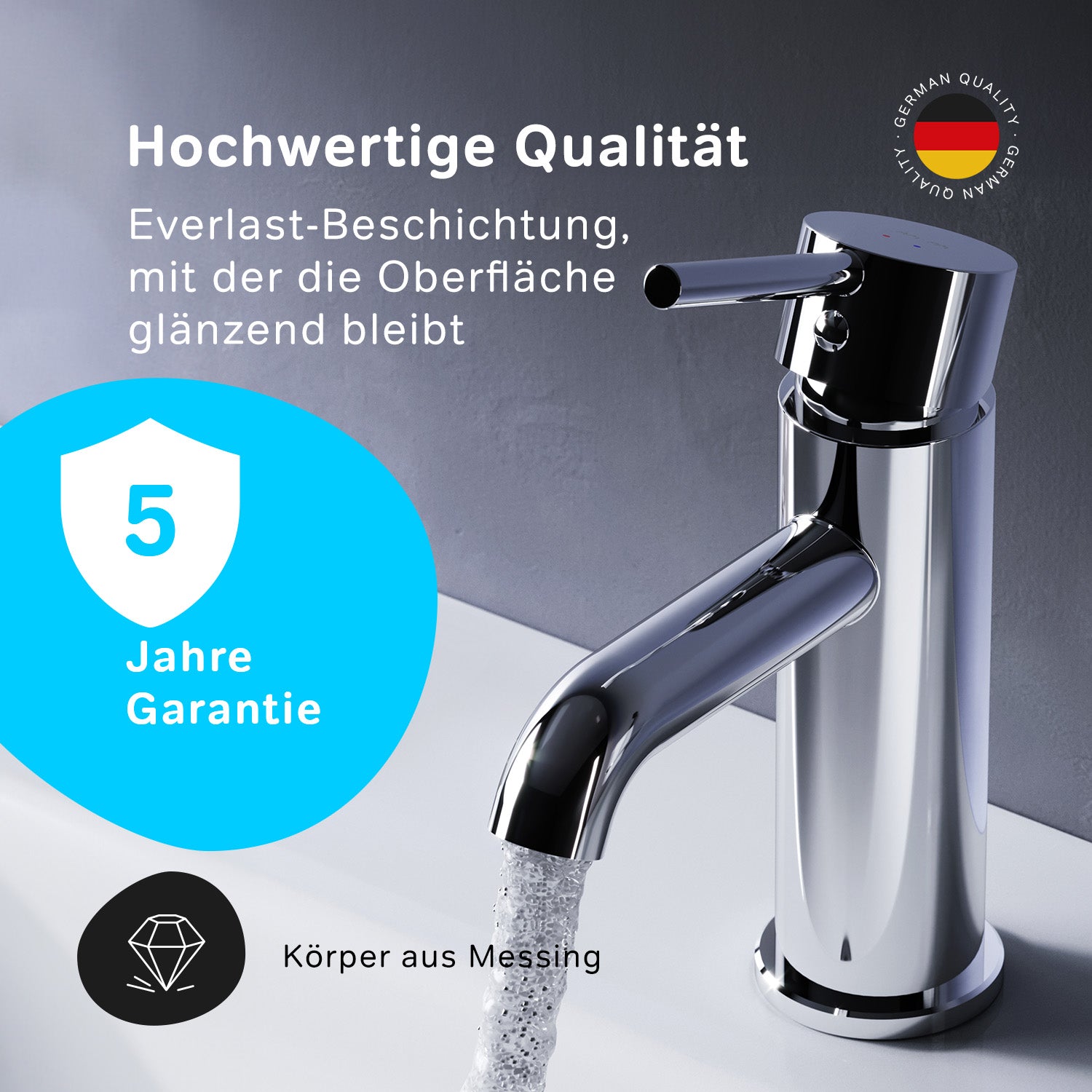 FPA82100 Bad Armatur Spike Waschtischarmatur mit Klick-Ablaufgarnitur Wasserhahn ampm-store.de