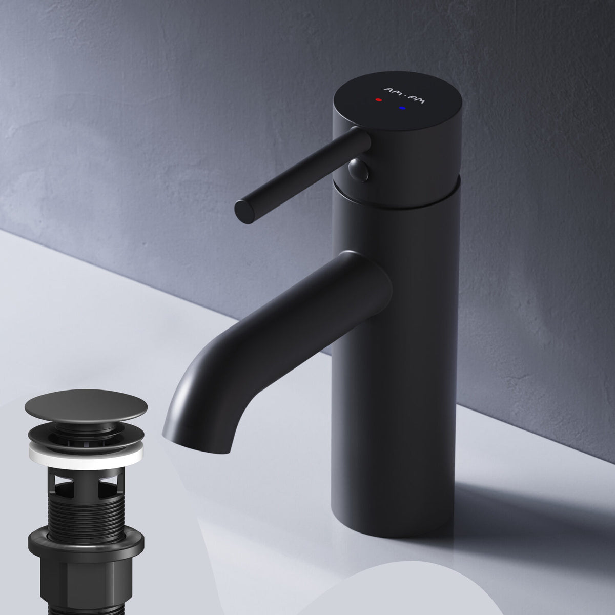 Robinet mitigeur de lavabo Spike avec bonde clic, noir–FPA82122
