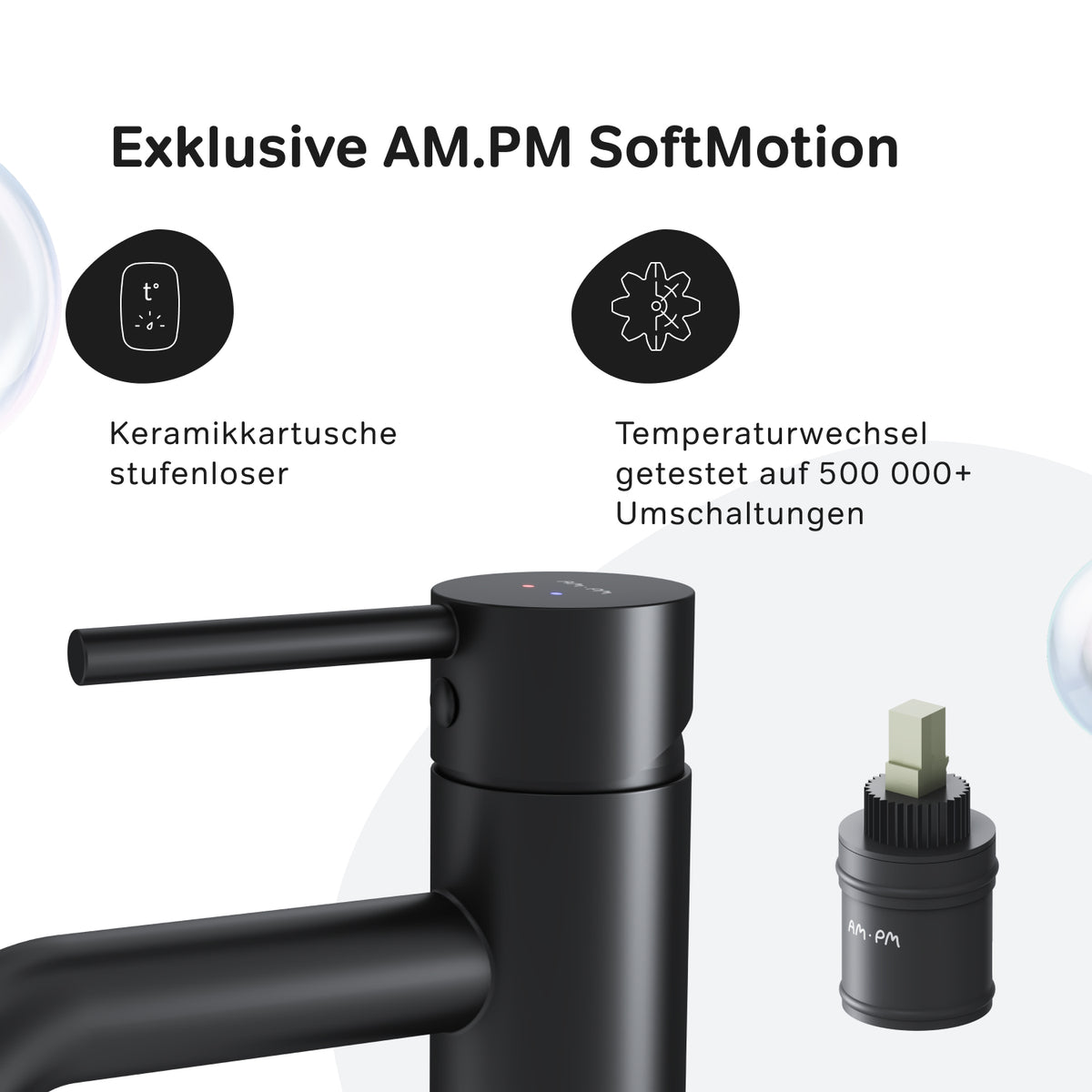 Robinet mitigeur de lavabo Spike avec bonde clic, noir–FPA82122