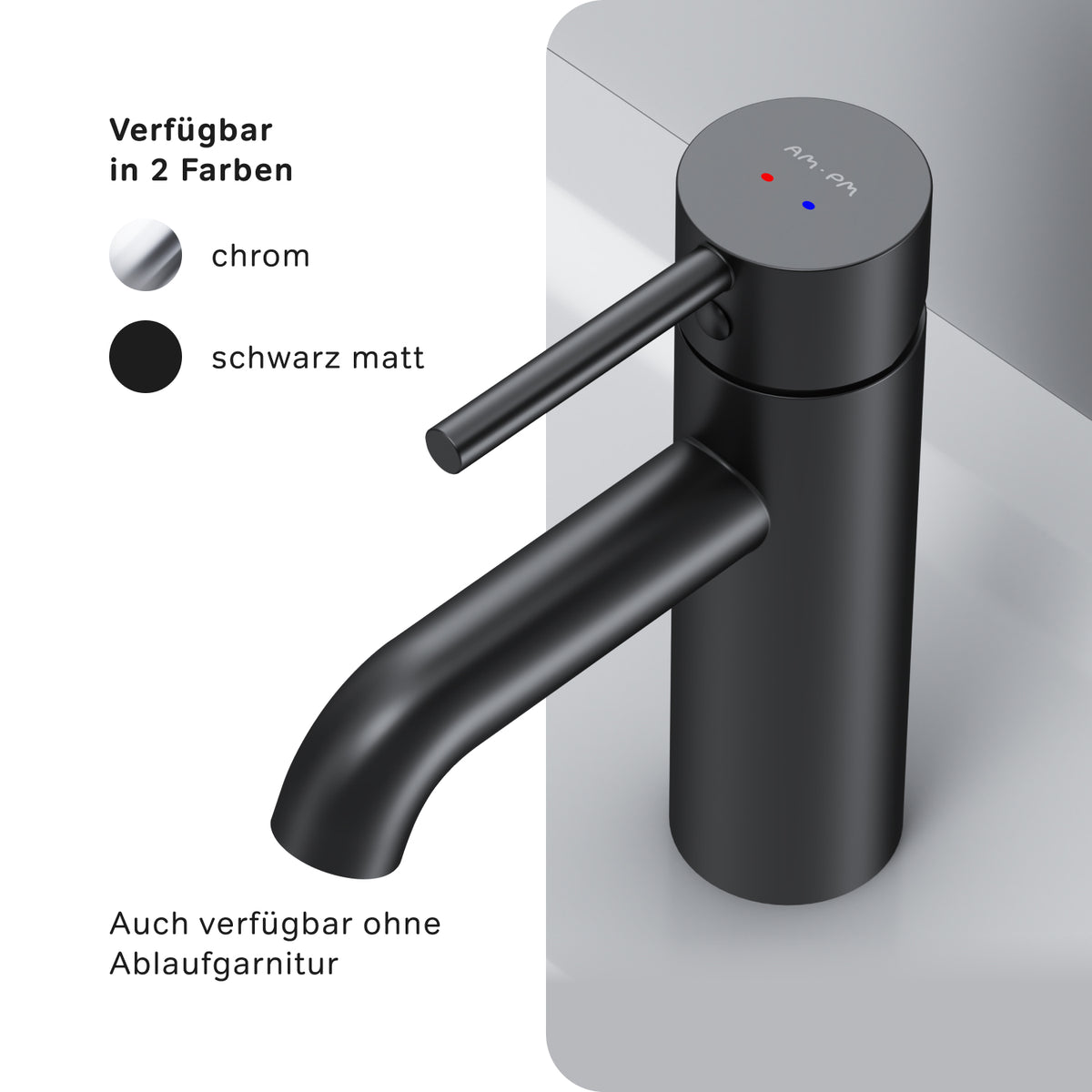 Robinet mitigeur de lavabo Spike avec bonde clic, noir–FPA82122