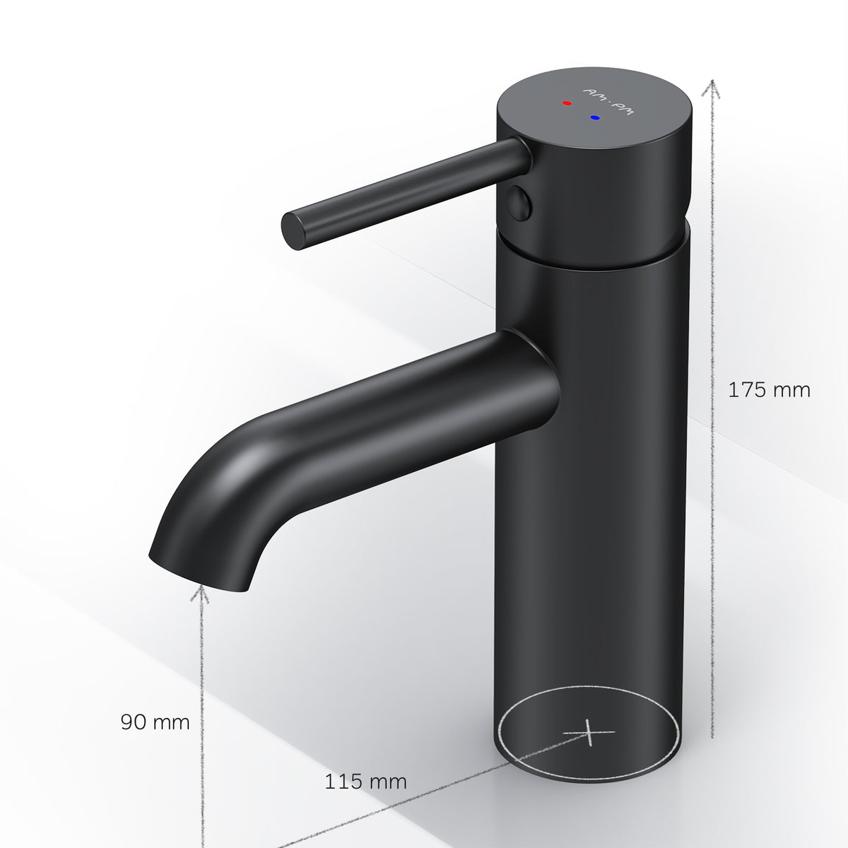 Robinet mitigeur de lavabo Spike avec bonde clic, noir–FPA82122