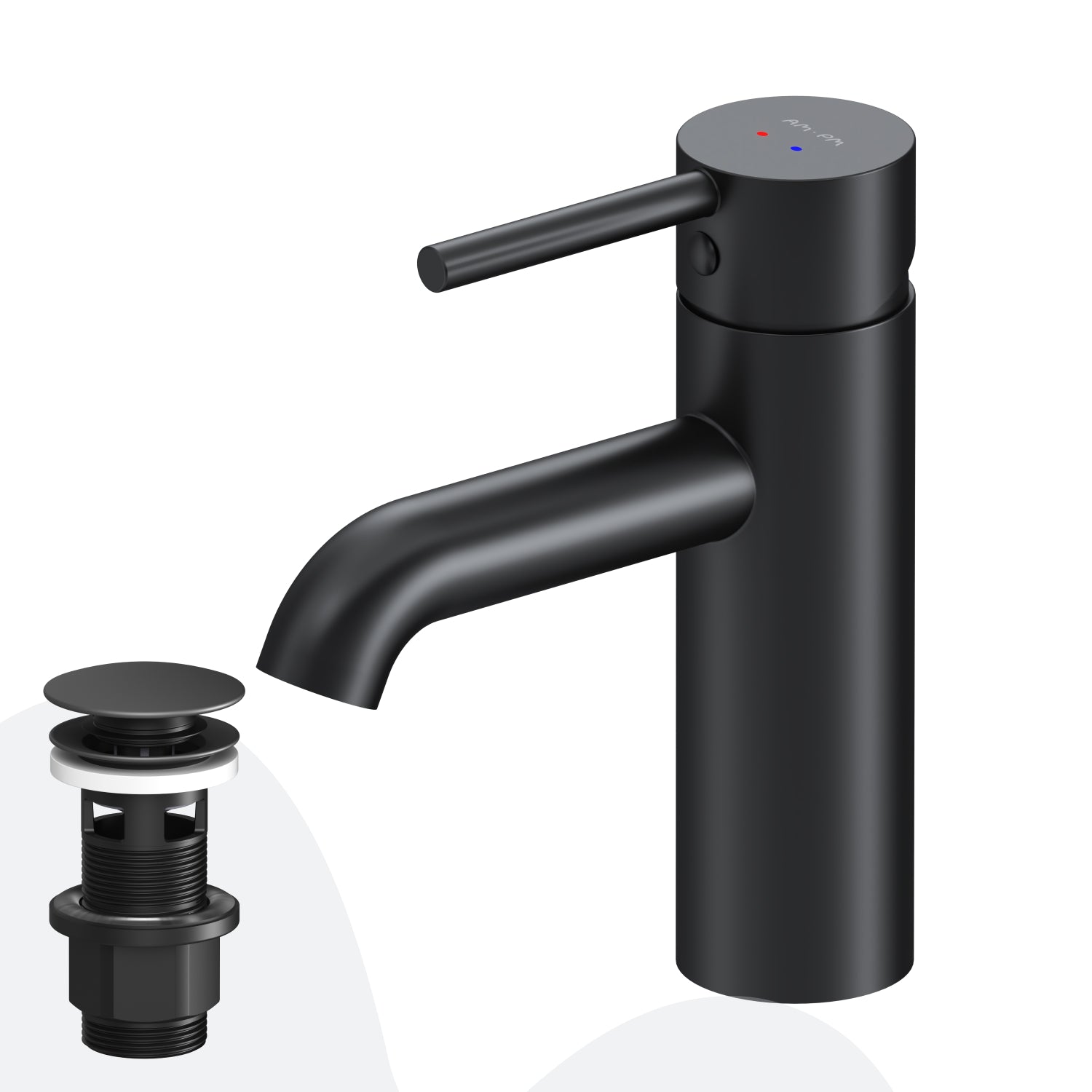 FPA82122 Bad Armatur Spike Waschtischarmatur mit Klick-Ablaufgarnitur Wasserhahn, Schwarz