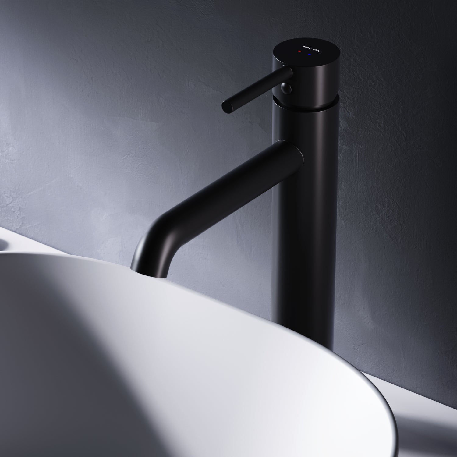 FPA92022 Bad Armatur Spike Waschtischarmatur mit hohem Auslauf Wasserhahn Schwarz