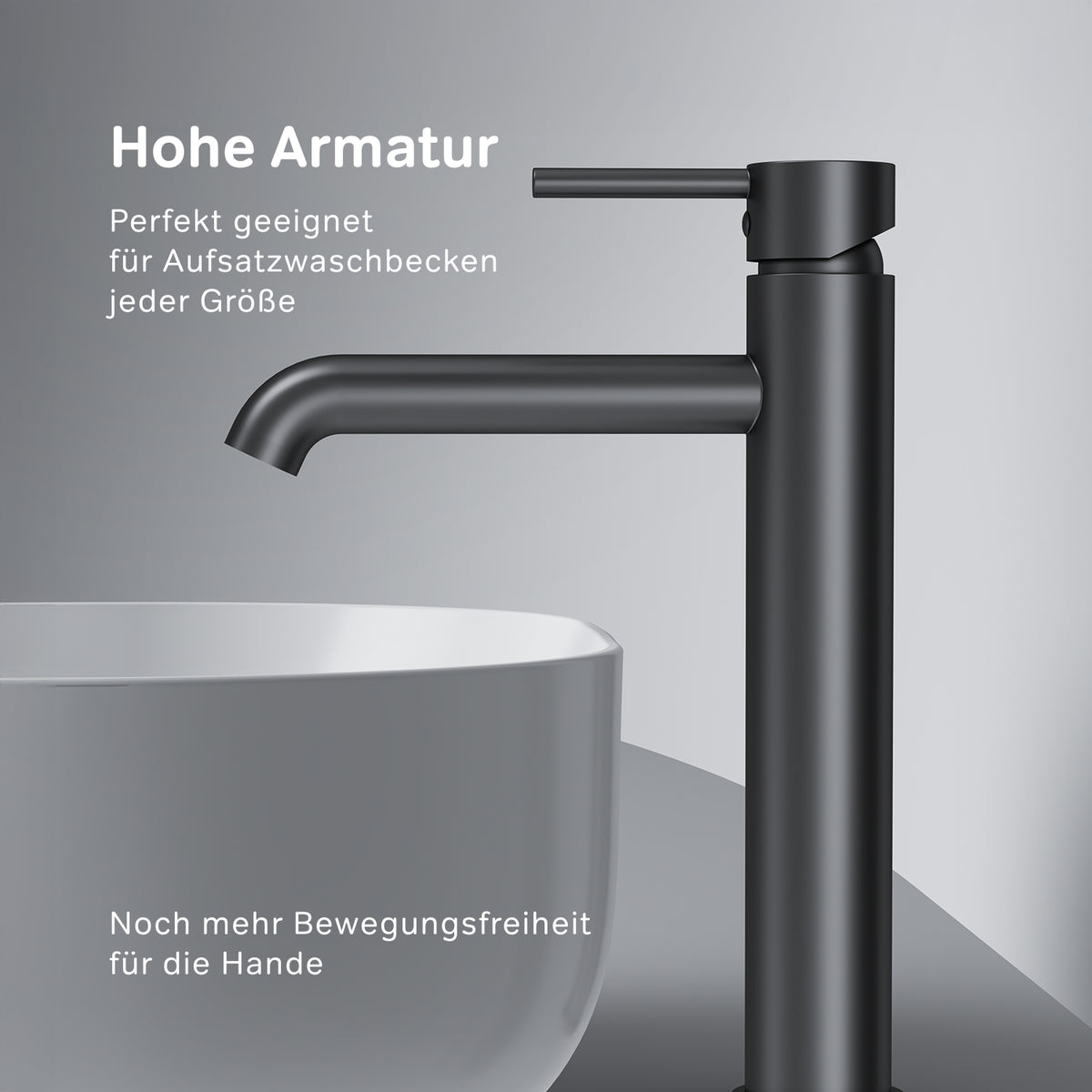 Robinet mitigeur de lavabo haut Spike, noir–FPA92022