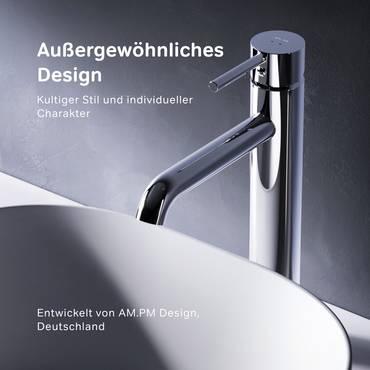 FPA92200 Bad Armatur Spike Waschtischarmatur Hoch mit Klick-Ablaufgarnitur Wasserhahn ampm-store.de