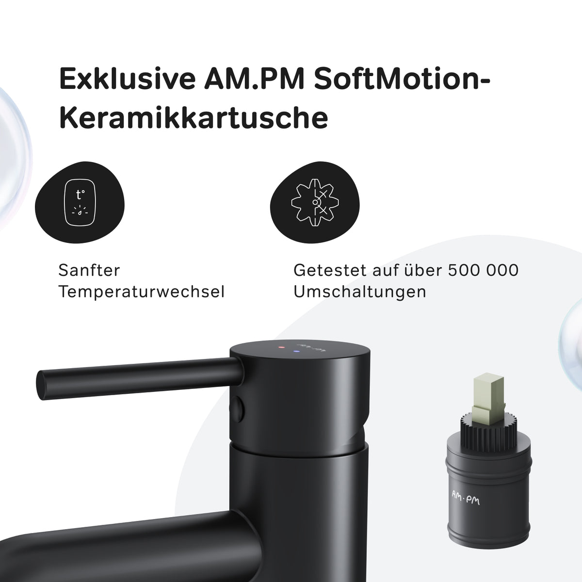 Robinet mitigeur de lavabo haut à pointe avec bonde clic, noir–FPA92222