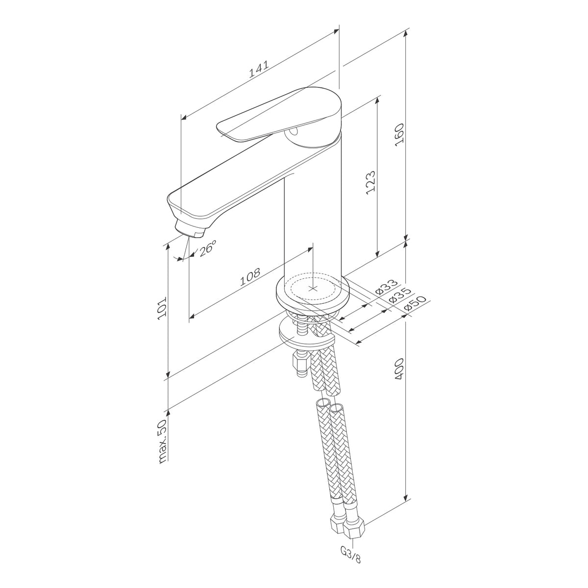Robinet de lavabo S-Taille–FTA02100