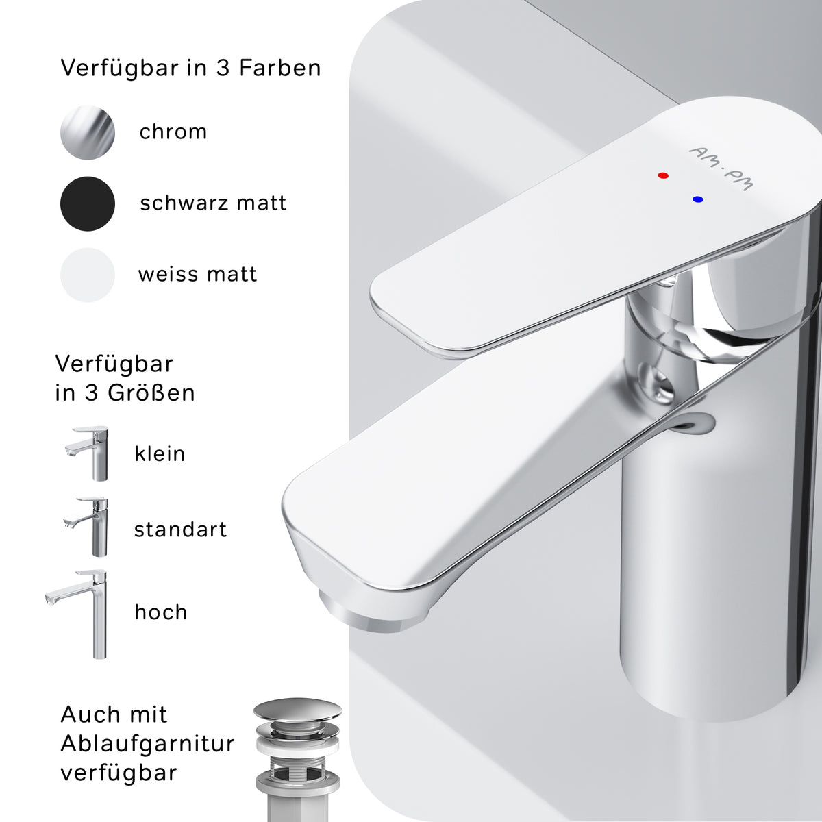 FTA02100 Bad Armatur Hit Waschtischarmatur S-Größe Wasserhahn ampm-store.de