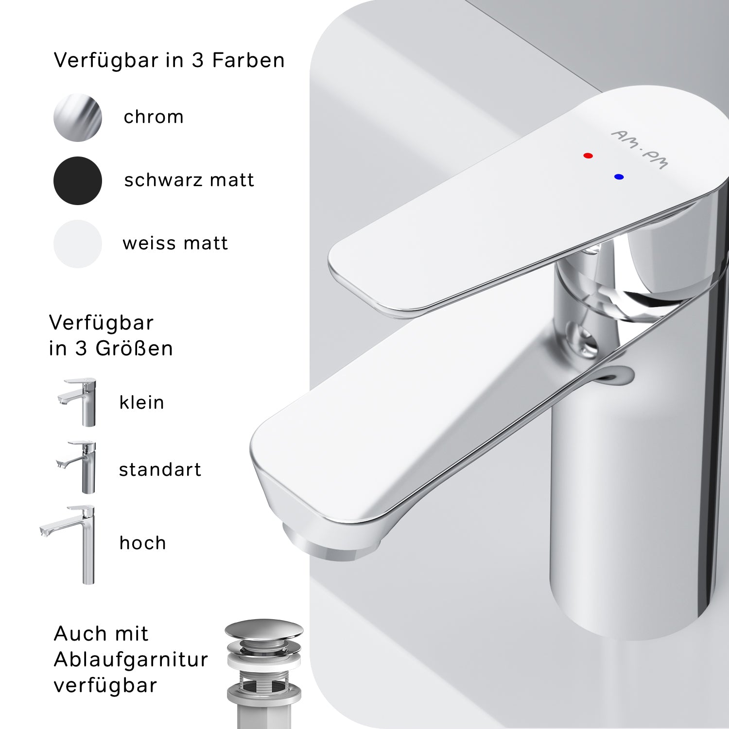 FTA02100 Bad Armatur Hit Waschtischarmatur S-Größe Wasserhahn ampm-store.de