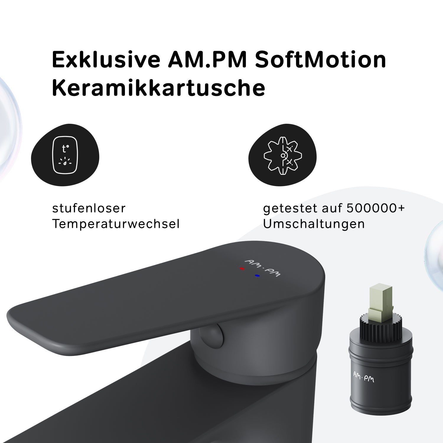 FTA02122 Bad Armatur Hit Waschtischarmatur S-Größe Wasserhahn, Schwarz ampm-store.de