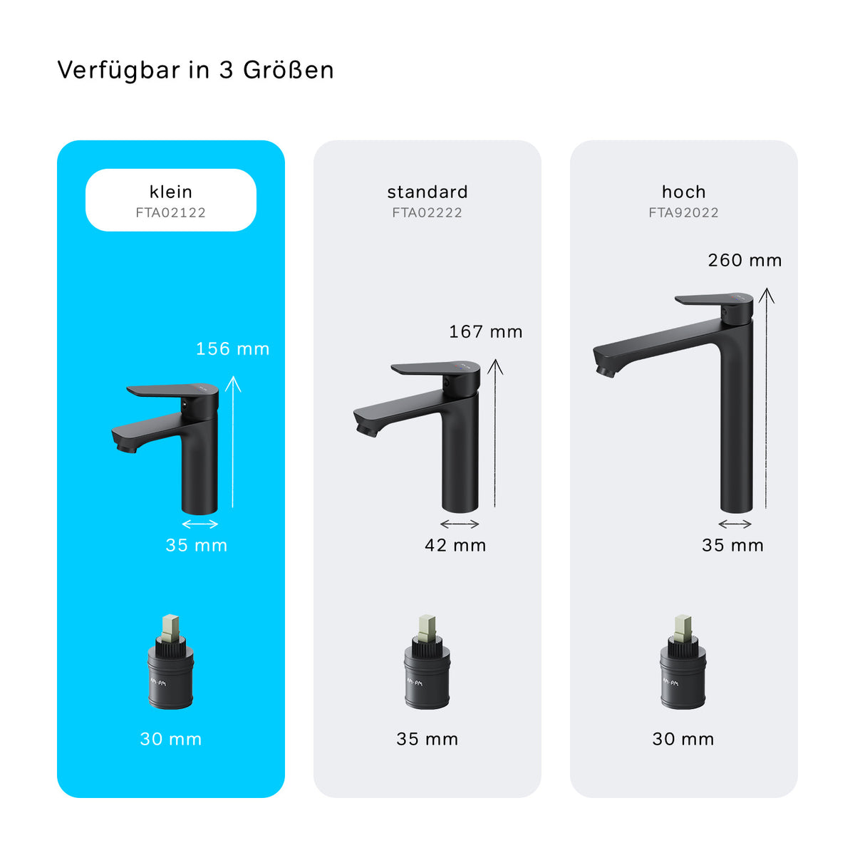 FTA02122 Bad Armatur Hit Waschtischarmatur S-Größe Wasserhahn, Schwarz ampm-store.de