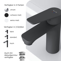FTA02122 Bad Armatur Hit Waschtischarmatur S-Größe Wasserhahn, Schwarz ampm-store.de