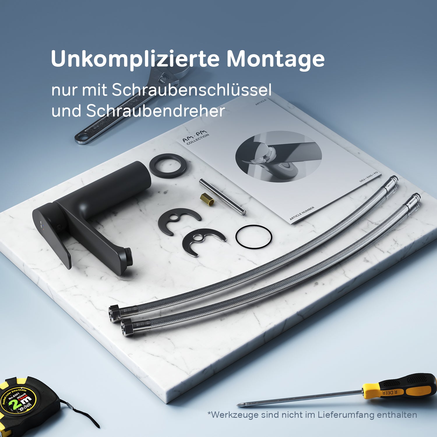 FTA02122 Bad Armatur Hit Waschtischarmatur S-Größe Wasserhahn, Schwarz ampm-store.de