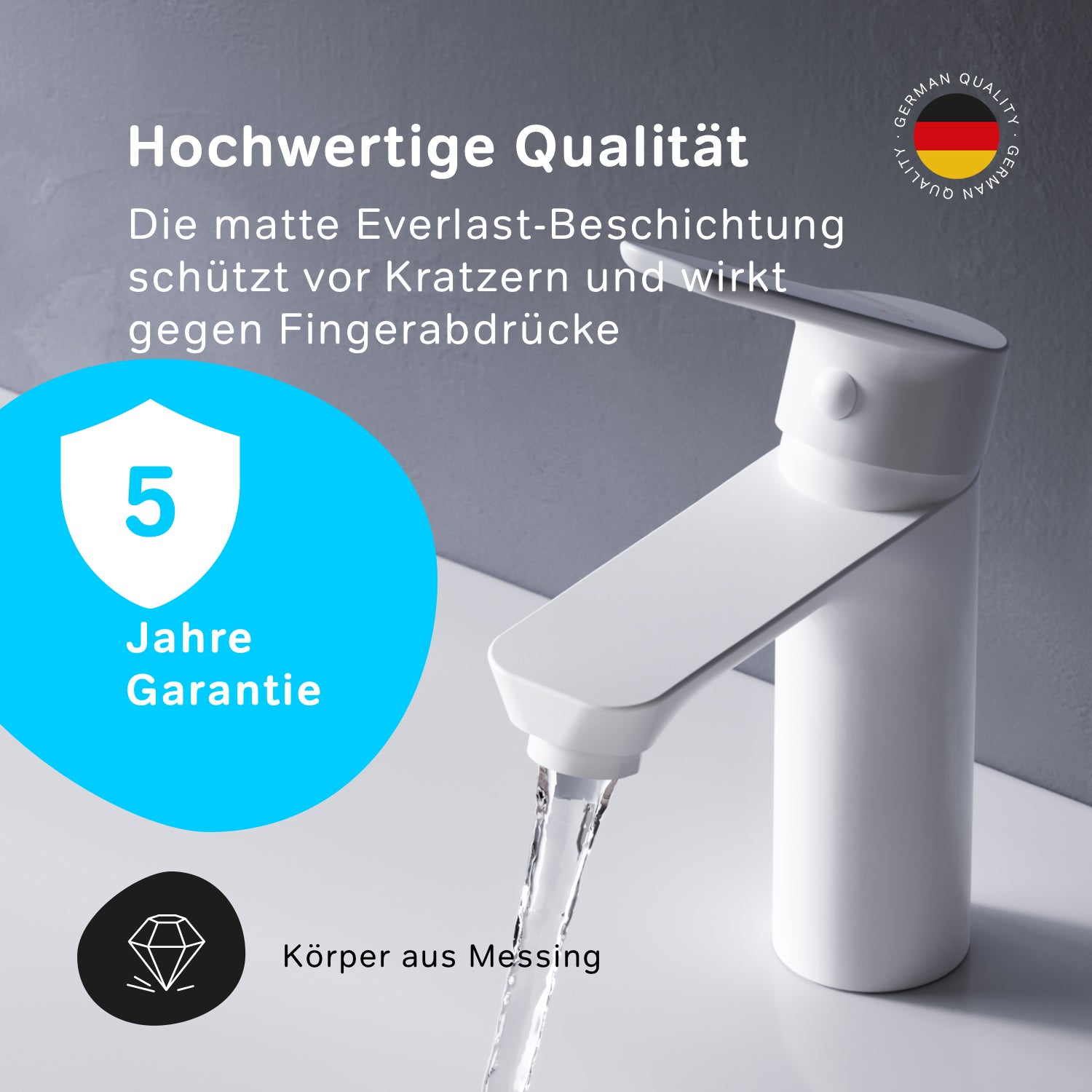 FTA02133 Bad Armatur Hit Waschtischarmatur S-Größe Wasserhahn, Weiß ampm-store.de