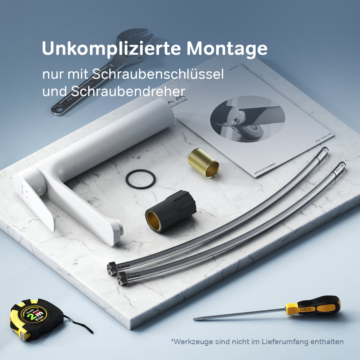 FTA02133 Bad Armatur Hit Waschtischarmatur S-Größe Wasserhahn, Weiß ampm-store.de