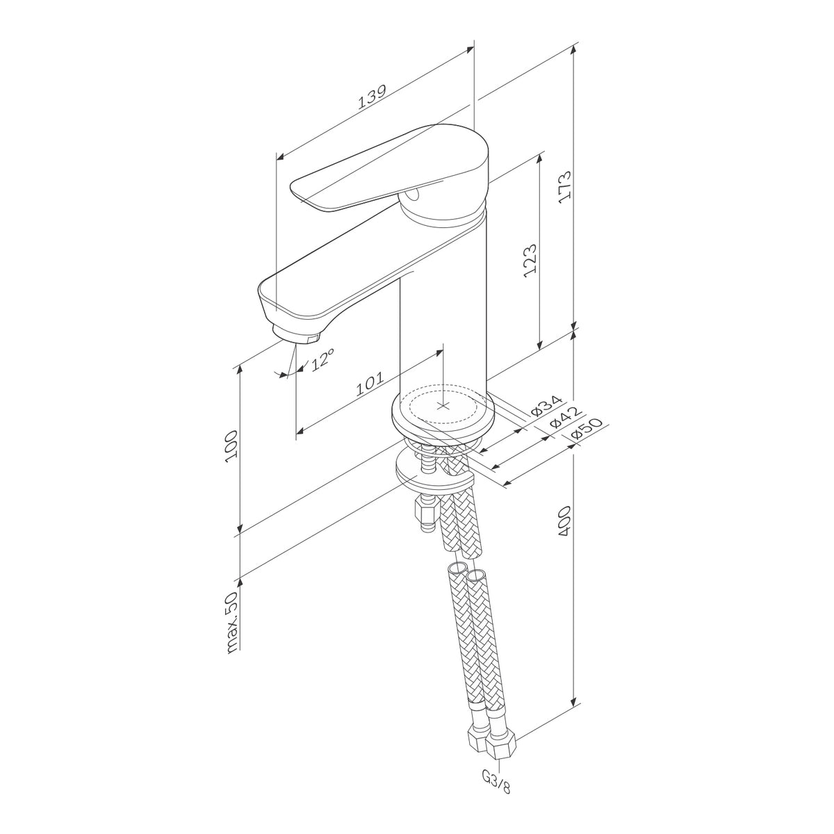 Ensemble robinetterie Hit avec robinet de lavabo, de baignoire et de douche–F408TA39