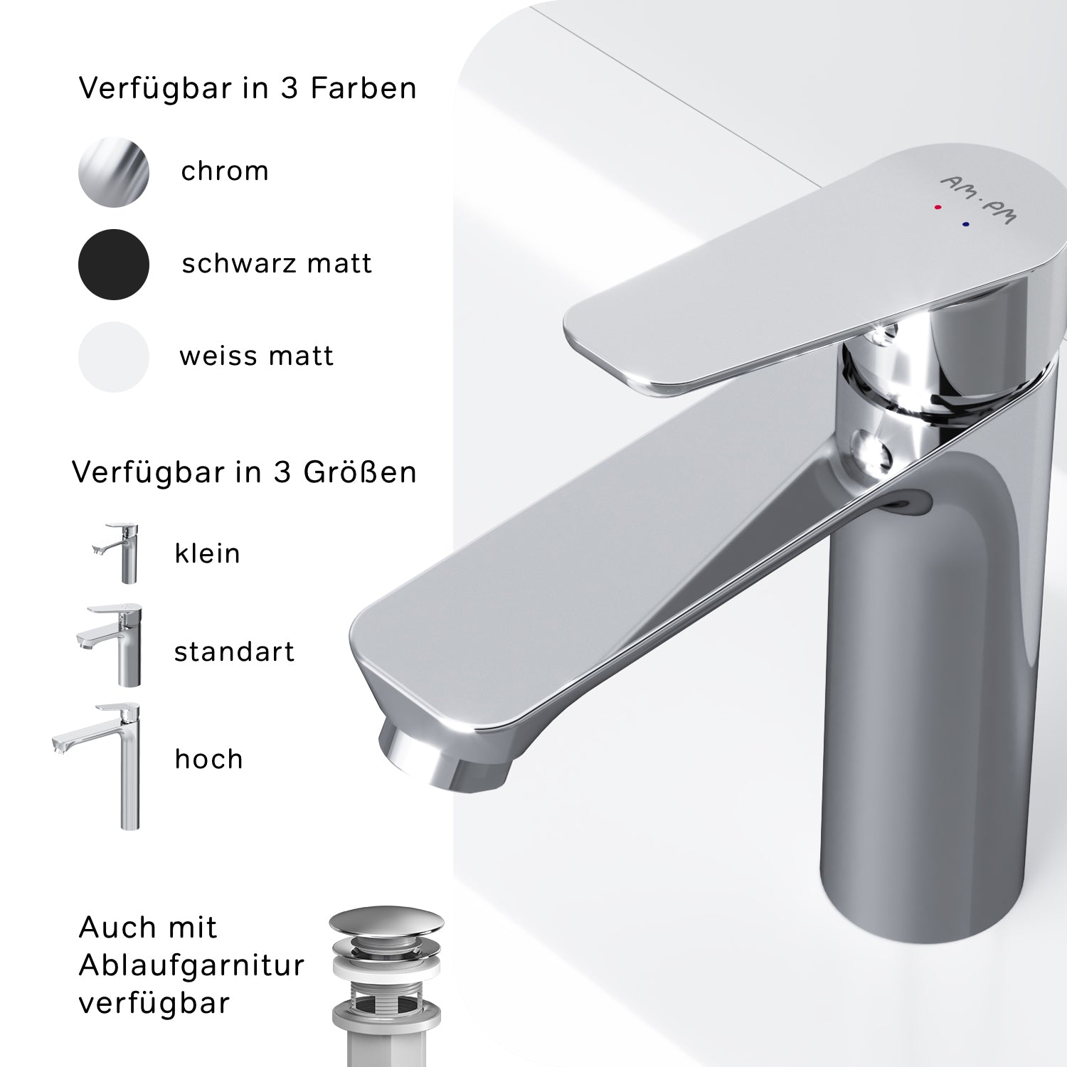 FTA02200 Bad Armatur Hit Waschtischarmatur M-Größe Wasserhahn ampm-store.de