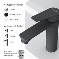 FTA02222 Bad Armatur Hit Waschtischarmatur M-Größe Wasserhahn, Schwarz ampm-store.de