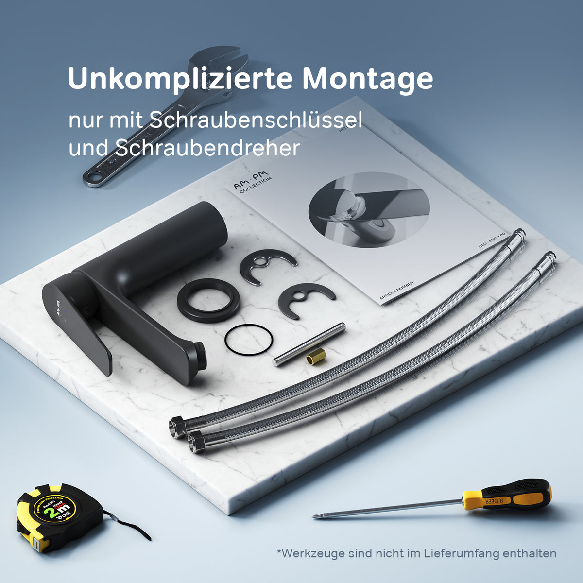 FTA02222 Bad Armatur Hit Waschtischarmatur M-Größe Wasserhahn, Schwarz ampm-store.de