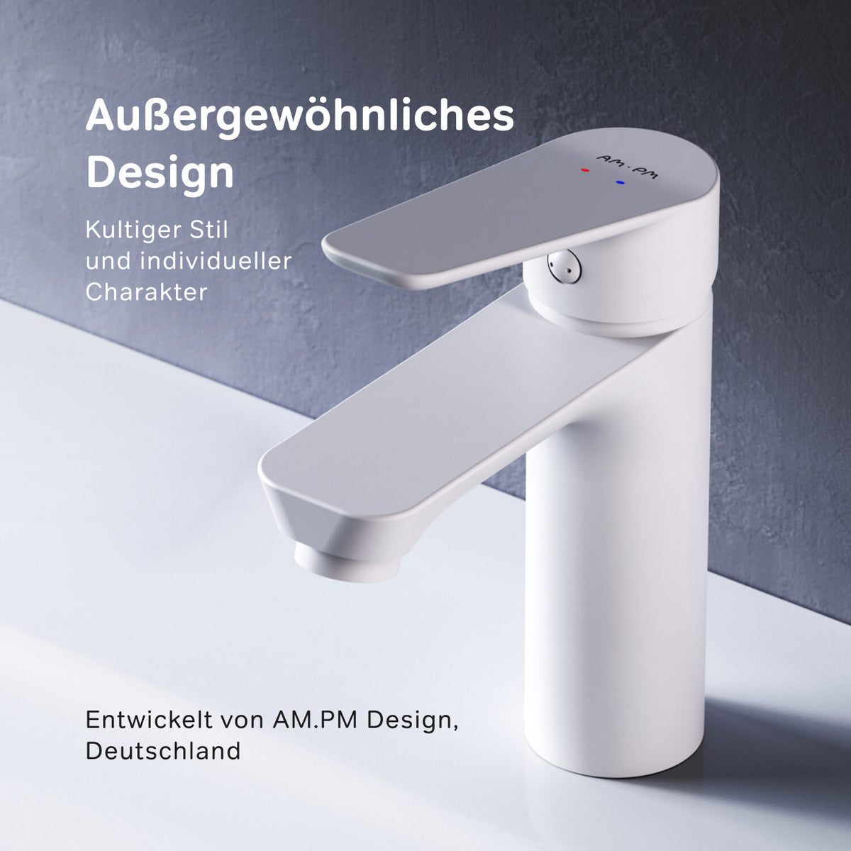 FTA02233 Bad Armatur Hit Waschtischarmatur M-Größe Wasserhahn, Weiß ampm-store.de