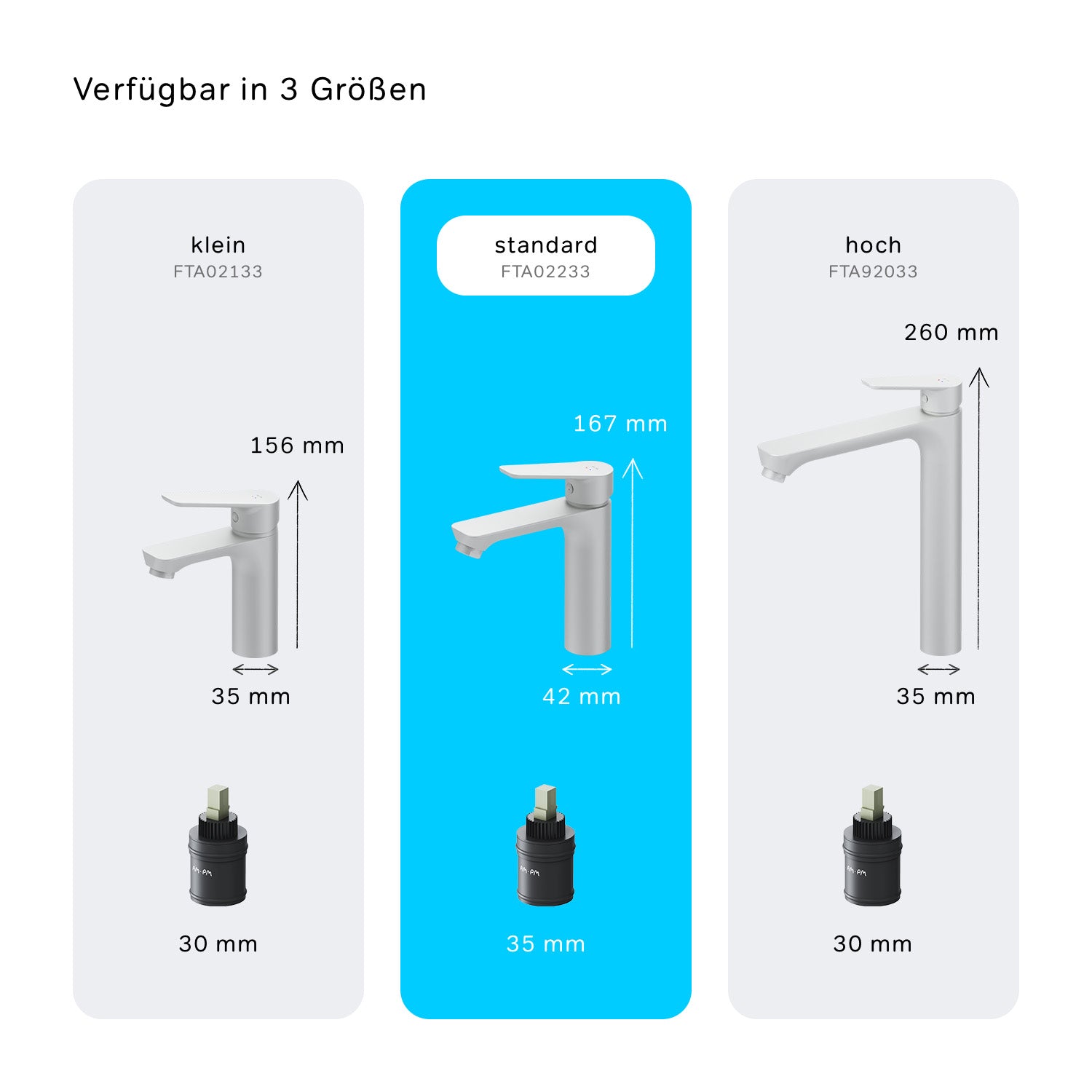 FTA02233 Bad Armatur Hit Waschtischarmatur M-Größe Wasserhahn, Weiß ampm-store.de