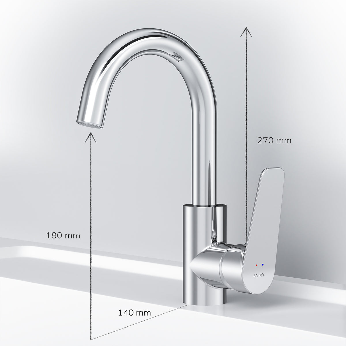 FTA02700 Bad Armatur Hit Waschtischarmatur mit drehbarem Auslauf Wasserhahn ampm-store.de