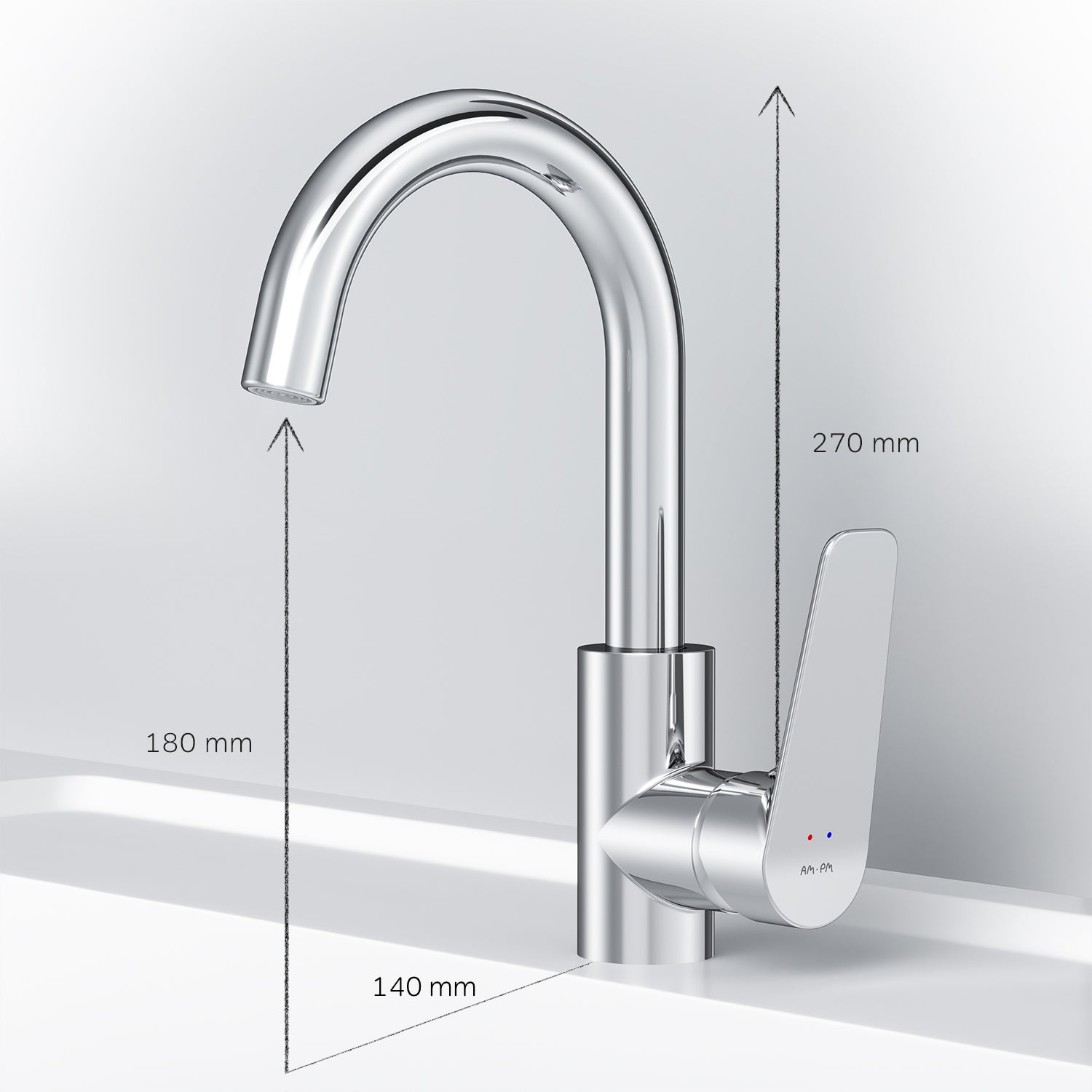 FTA02700 Bad Armatur Hit Waschtischarmatur mit drehbarem Auslauf Wasserhahn ampm-store.de