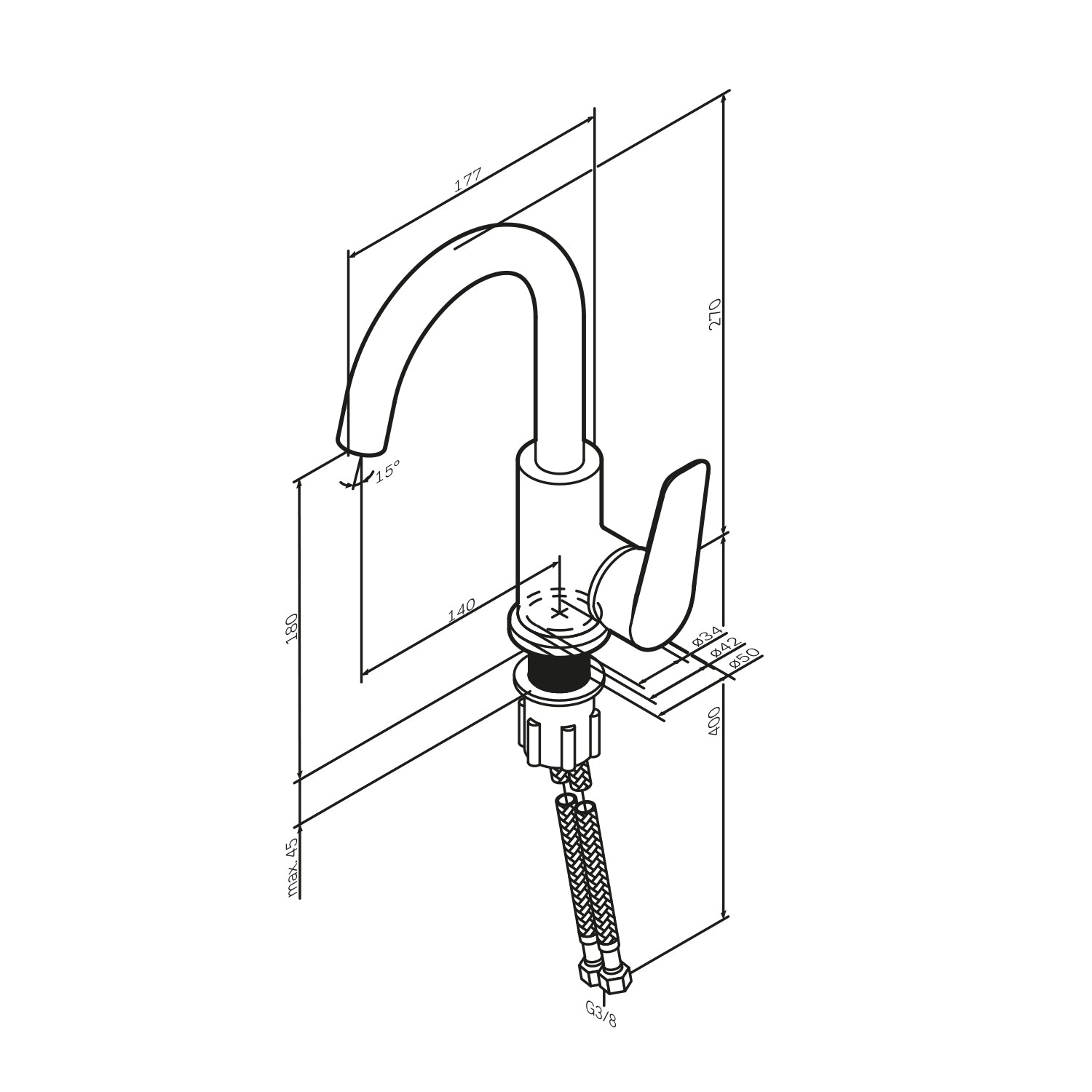 FTA02700 Bad Armatur Hit Waschtischarmatur mit drehbarem Auslauf Wasserhahn ampm-store.de