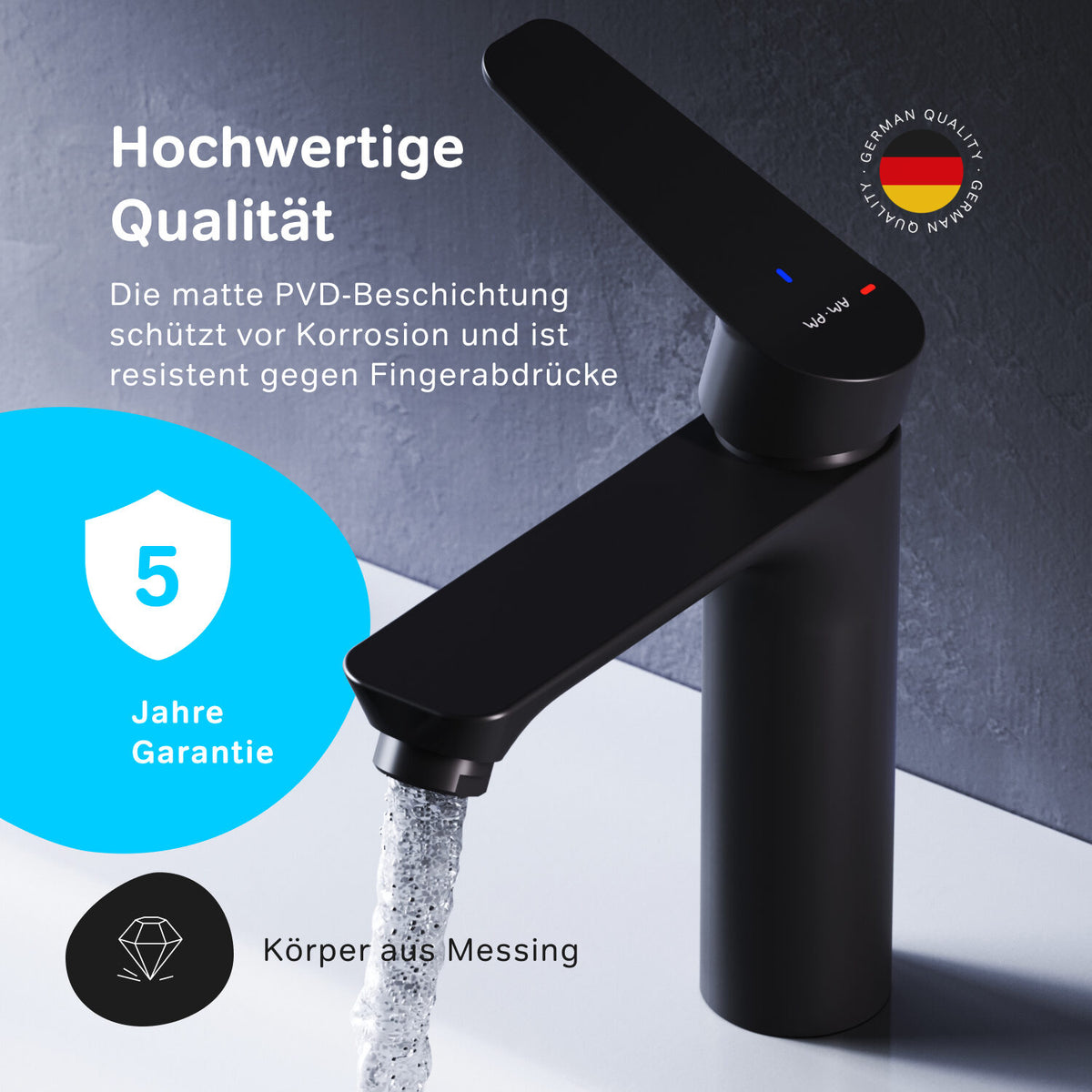 Robinet mitigeur de lavabo Hit avec EcoStart, noir–FTA02822