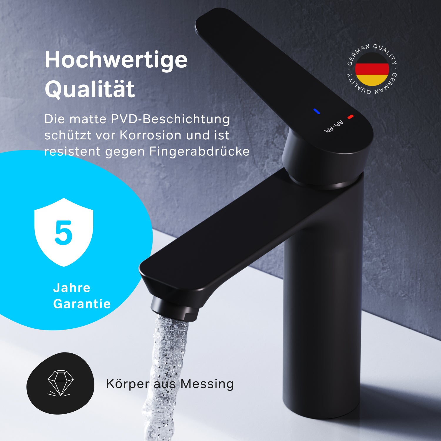 Mitigeur de lavabo Hit EcoStart FTA02822, noir