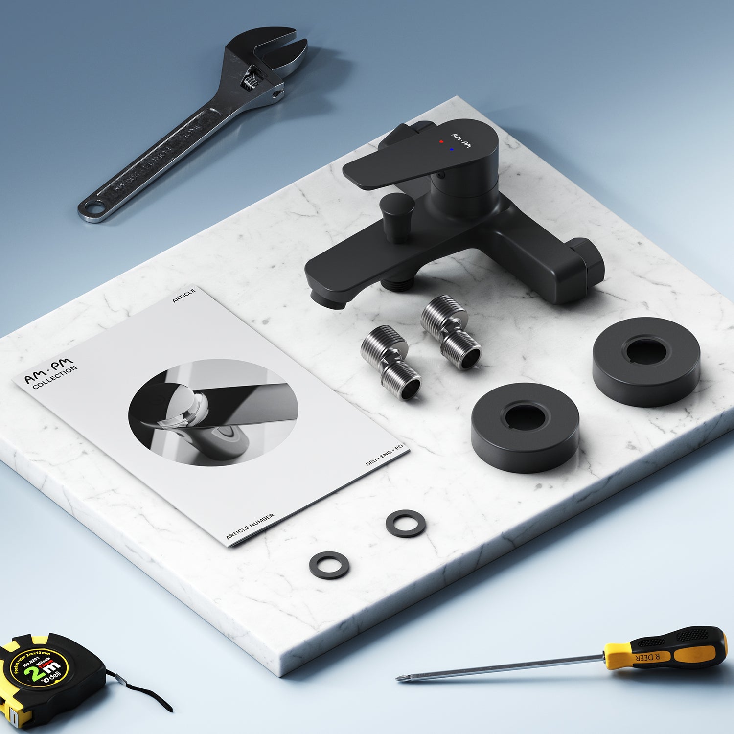 FTA10022 Wannenarmatur Hit Mischbatterie Badewanne Wasserhahn Bad, Schwarz ampm-store.de