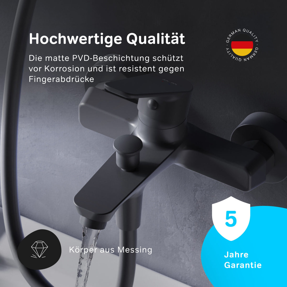 FTA10022 Wannenarmatur Hit Mischbatterie Badewanne Wasserhahn Bad, Schwarz ampm-store.de