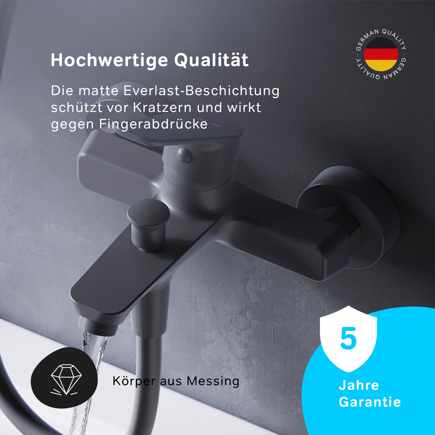 FTA10022 Wannenarmatur Hit Mischbatterie Badewanne Wasserhahn Bad, Schwarz ampm-store.de