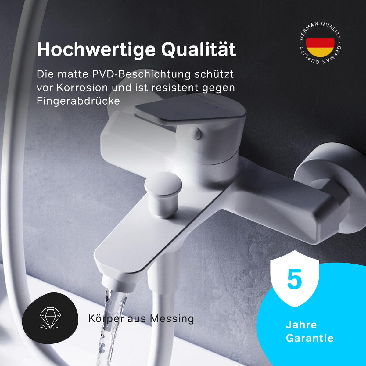 FTA10033 Wannenarmatur Hit Mischbatterie Badewanne Wasserhahn Bad, Weiß ampm-store.de
